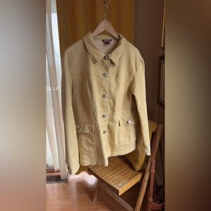 Vintage Fall Coastal Cowgirl Tan Denim Utility Jacket Oversized Small to Medium